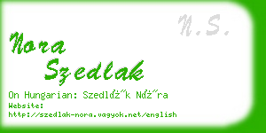 nora szedlak business card